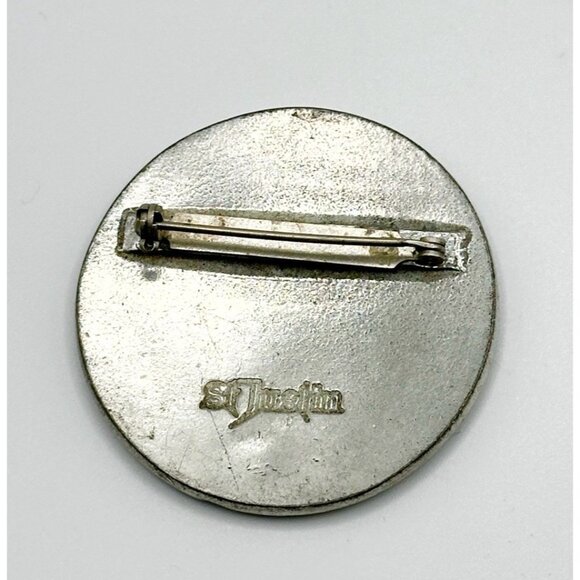 St Justin Cornish Pewter Celtic Knot  Plaid Shield Brooch Signed - Picture 2 of 2